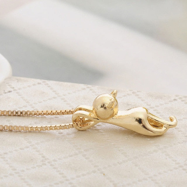 New Fashion Silver Plated Necklace Tiny Cute Cat Pendants