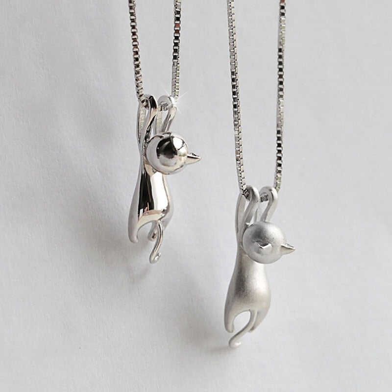 New Fashion Silver Plated Necklace Tiny Cute Cat Pendants