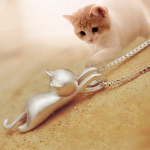 New Fashion Silver Plated Necklace Tiny Cute Cat Pendants