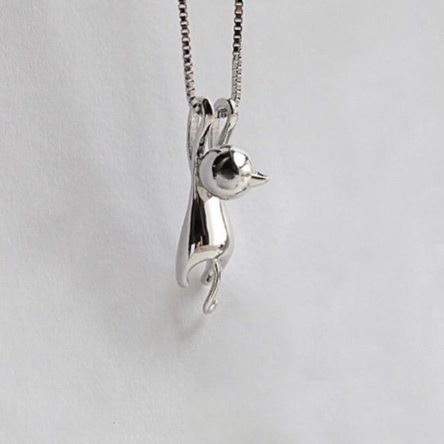 New Fashion Silver Plated Necklace Tiny Cute Cat Pendants